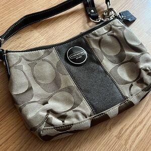 Authentic Coach Signature Jacquard Striped Demi Bag in Brown/Tan